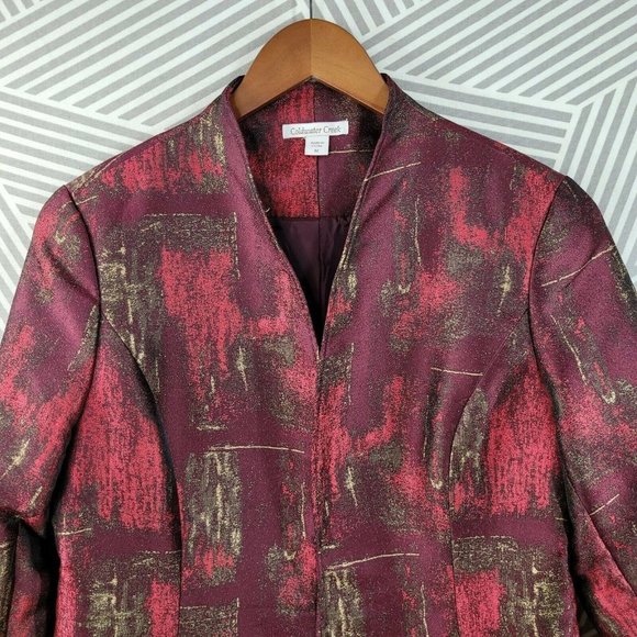 Coldwater Creek Size Medium Jacket Blazer Colorful career Art to Wear red paint - Picture 2 of 5